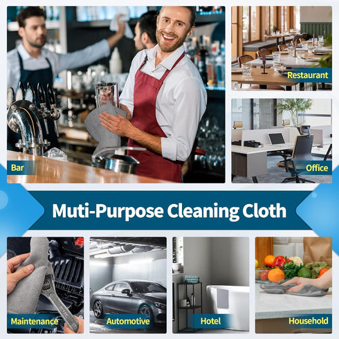 -Pack 8, 16"X12" FIXSMITH Grey Microfiber Cleaning Cloth of Highly Absorbent Cleaning Rags, All Purpose Cleaning Towels