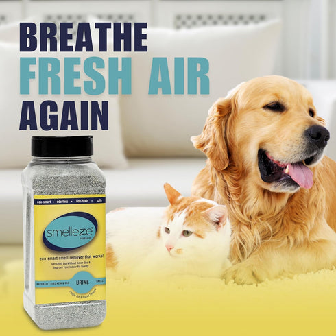 SMELLEZE Natural Urine Smell Removal Deodorizer: 2 lb. Granules Stops Urine Stench
