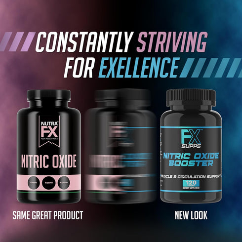 FX Supps Nitric Oxide Booster - Bodybuilding Pre Workout Pills for Men and Women (120 Capsules)