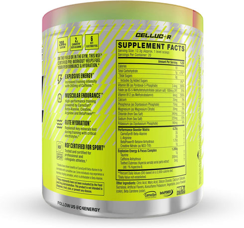 Cellucor C4 Sport Pre Workout Powder, Watermelon Flavor, 20 Servings, 200mg Caffeine + Creatine