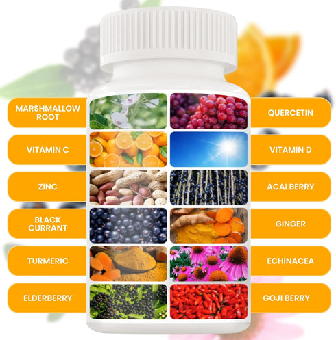 12 in 1 Premium Immune Defense Vitamins - 120 Caps, Immune Supplement with Vitamin D3, C, Zinc, Echinacea