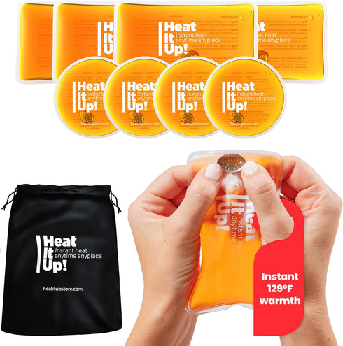 HEAT IT UP! INSTANT HEAT ANYTIME ANYPLACE Reusable Hand Warmers Heat It Up 8 Instant Snap Heat Packs for