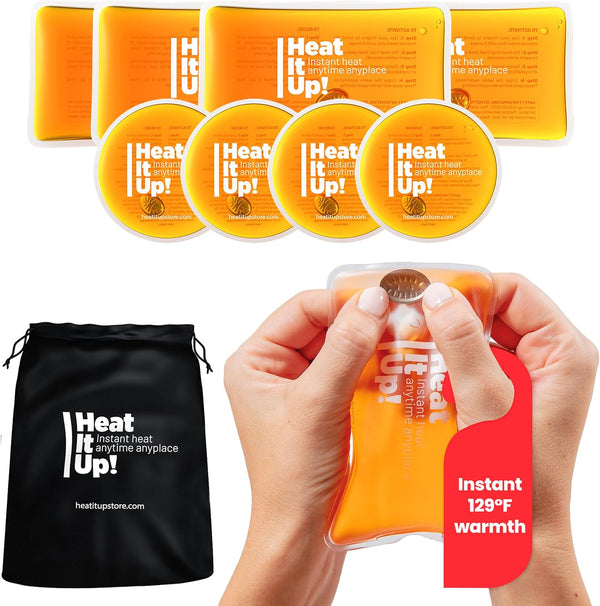 HEAT IT UP! INSTANT HEAT ANYTIME ANYPLACE Reusable Hand Warmers Heat It Up 8 Instant Snap Heat Packs for
