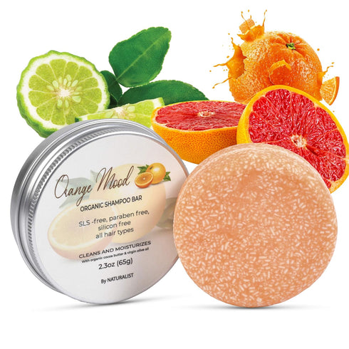 Naturalist Solid Shampoo Bar - 100% Organic, Plant Based, SLS Free, Vegan, Eco Friendly, Safe for Travel (Orange Mood)