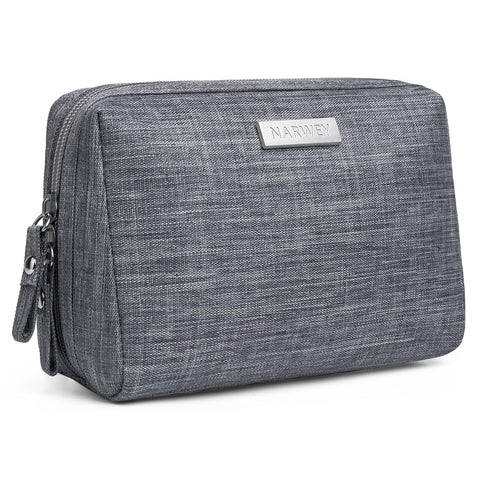 Narwey Small Makeup Bag for Purse - Mini Cosmetic Bag Travel Pouch with Compartments for Women (Small, Grey)
