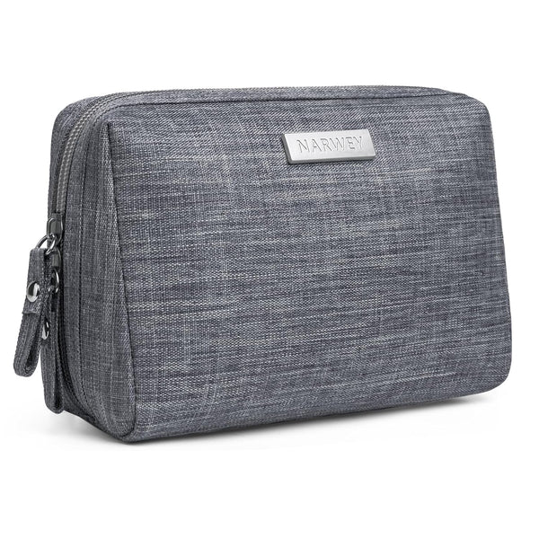 Narwey Small Makeup Bag for Purse - Mini Cosmetic Bag Travel Pouch with Compartments for Women (Small, Grey)