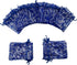 100pcs Sheer Organza Favor Bags for Wedding Baby Shower - Rattan Print Gift Bags, Drawstring Pouches (4x6 inch, blue)