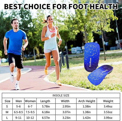 Arch Support Insoles - 330+ lbs Plantar Fasciitis Insoles, 3/4 Length Orthotic Inserts for Women & Men, Heel Pain, Flat