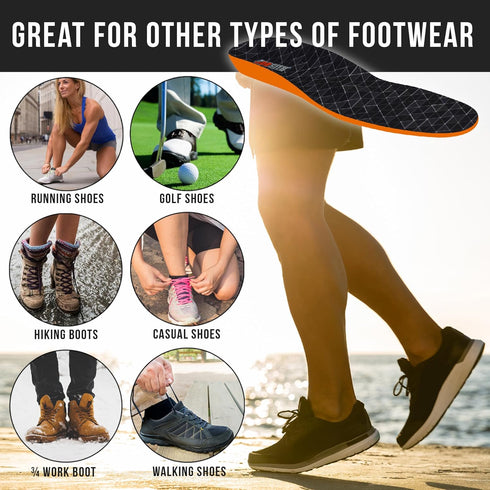 JobSite Gel Sport Insoles, Gel Heel & Metatarsal Shock Pad, US Men 8-13, Women 9-14 (Trim to Fit)