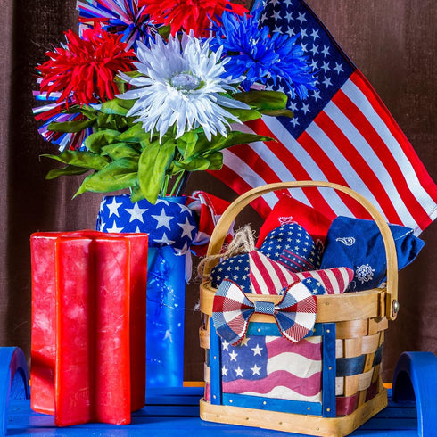 Whaline 2 Rolls 4th of July Wired Edge Plaids Ribbon Red Blue Plaids 2.5 Inch for Independence Day Gift Wrapping