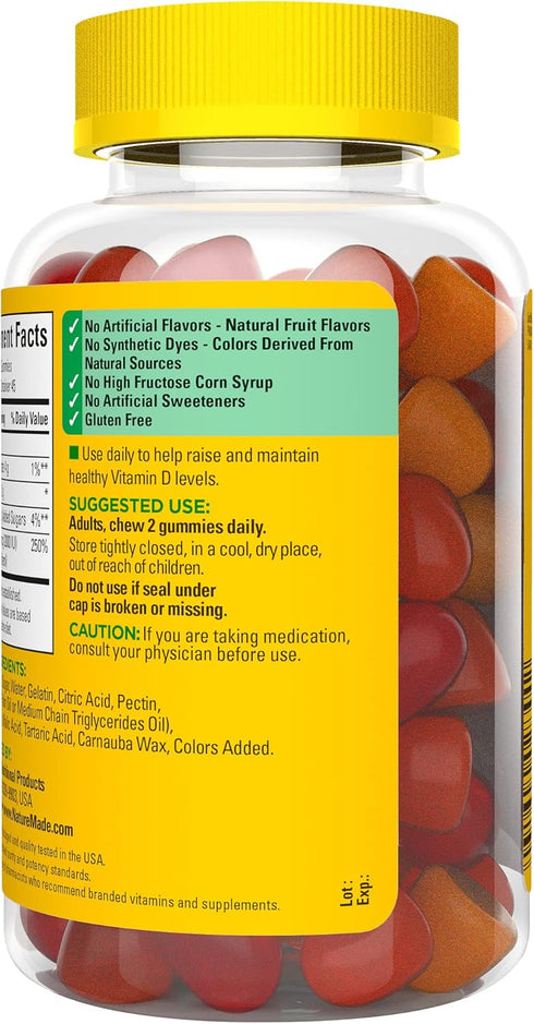 Nature Made Vitamin D3 2000 IU (50 mcg) - 90 Gummies for Bone, Teeth, Muscle, and Immune Health