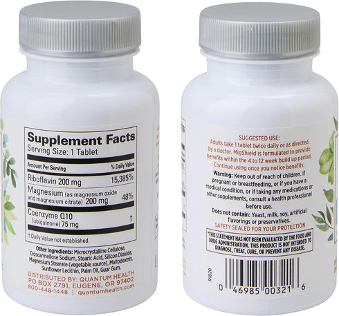 Quantum Health MigShield Magnesium Supplements with Riboflavin & CoQ10, The Power of Magnesium in Easy-to-Take Tablets For Effective Results, 60 Tablets, 30-Day Supply