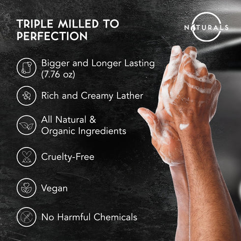 O Naturals 7.76 oz (3PC) Exfoliating Soap Bar Cedarwood - Heavy Grit All Natural Exfoliation Bar Soap for Men