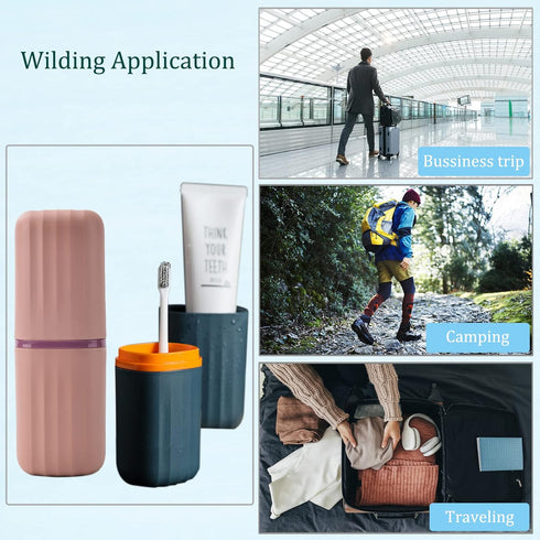 2Pcs Travel Toothbrush Cup Case, Portable Holder for Traveling, Camping, Business Trip, Plastic Toothbrushes Toothpaste