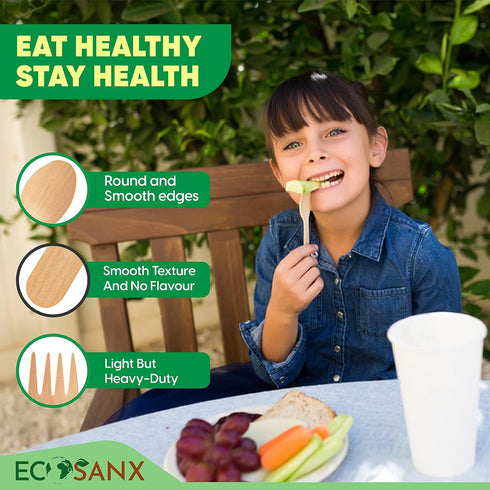 120 PCs Wooden Cutlery Set, 6.5" Compostable Utensils, Biodegradable Bamboo Utensils for Outdoor and Parties