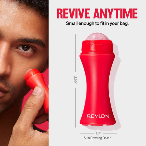 Revlon Skin Reviving Roller with Rose Quartz, Compact & Reusable for All-Day Facial Reviving & Brightening, 1 count