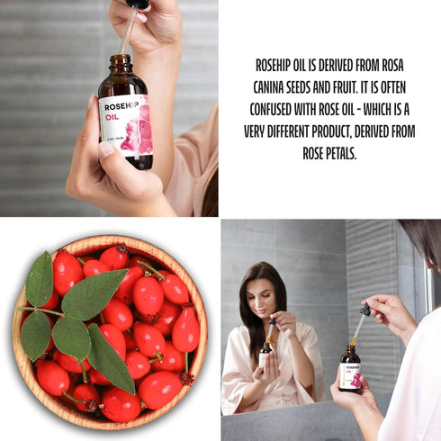 Premium Nature Rosehip Oil for Face, Pure Cold Pressed Unrefined, 4oz for Skin Care