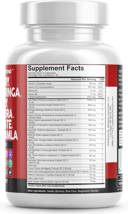 Clean Nutraceuticals Tart Cherry Extract Capsules 20,000mg, 120 Ct - with Turmeric 8000mg, Moringa 4000mg, Cranberry