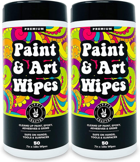 Paint & Art Wipes, Cleaner Epoxy Glue Stains Latex, Heavy Duty Cleaning Wipes for Plastic, Metal, Wood Surfaces (100