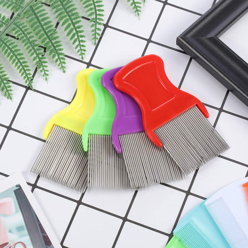 Maitys 8 Pieces Flea Lice Combs, Double Sided Lice and Nit Removal Grooming Combs for Humans and Pets (Orange, Blue,