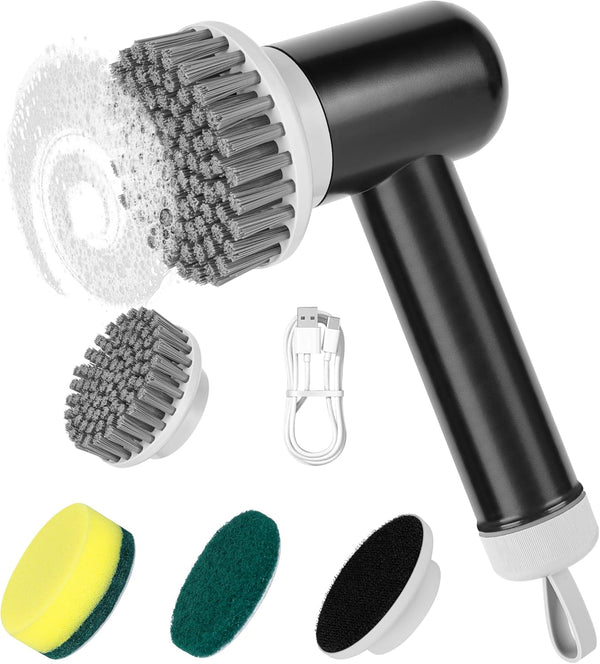 Electric Spin Scrubber, Cordless Shower Scrubber with 3 Replaceable Brushes for Bathroom Cleaning