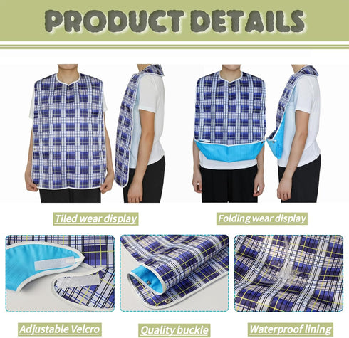 ORANGAROOS Bibs-2 Adult Pcs Washable Clothing Protectors for Elderly Seniors and Disabled | Waterproof Adult Bibs