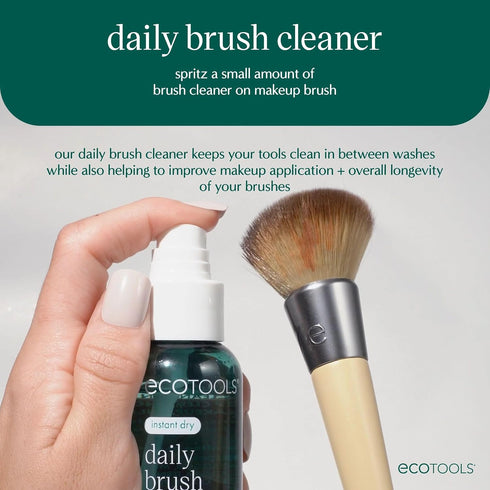 EcoTools Daily Brush Cleaner - Quick Drying Makeup Brush Cleanser Spray, Fragrance Free, Travel Size, TSA Approved