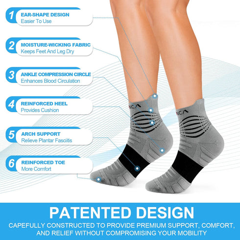 NEENCA Medical Compression Socks for Women & Men - 2 Pairs, Ankle Compression Stockings for Pain Relief, 20-30 mmHg