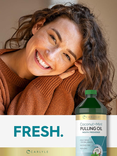 Carlyle Pulling Oil for Teeth & Gums | 16 Fl Oz Pack of 2 | Coconut & Mint | Non-GMO & Alcohol Free