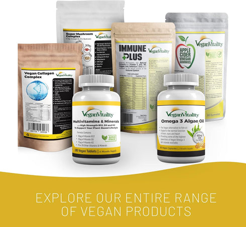 Vegan Collagen Supplements with Biotin for Hair, Skin, Nails & Joints - 2 Months Supply, Plant Based, Cruelty Free