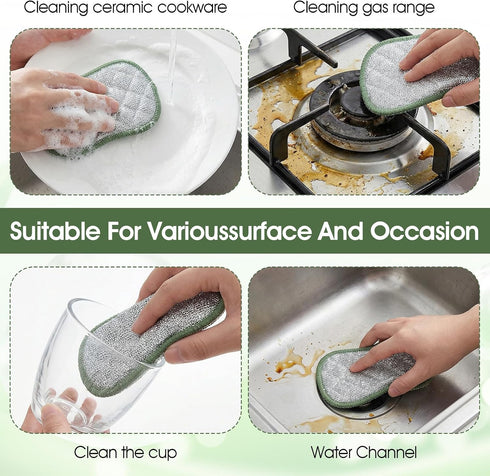 Larrel 10PCS Double Side Non Scratch Wire Dishcloths, Reusable Wire Dish Cloth, Multipurpose Metal Dishwashing Rags