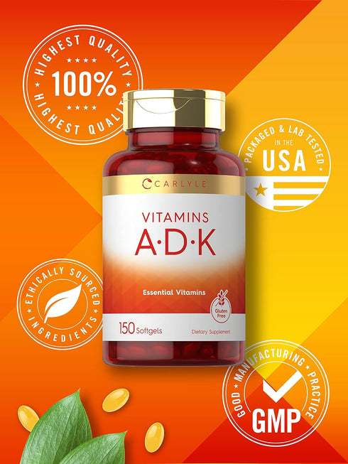 Carlyle Vitamin ADK, 150 Softgels, Non-GMO, Gluten Free Dietary Supplement