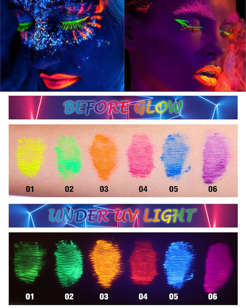 UV Glow Colored Mascara, 1 Pcs Green, Waterproof, Fast Dry Curling Non Clumping Mascara for St Patrick's Day
