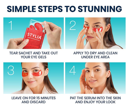 Under Eye Patches for Dark Circles and Puffy Eyes, 30 Pairs Marine Collagen Eye Gel Pads with Vitamin C and Hyaluronic