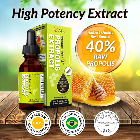 AFC Japan Brazilian Green Propolis Extract, Highest Artepilin C & Flavonoids, Premium Quality Immune Booster