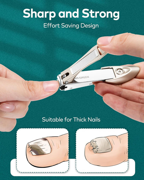 Nail Clippers with Catcher, Professional Stainless Steel Fingernail and Toenail Clipper Set