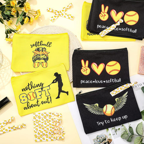 Kajaia 24 Pcs Softball Party Favors, Cosmetic Bag, Hair Scrunchies, Bracelet, Travel Pouch for Women Girls