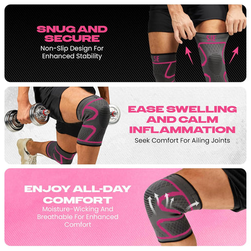 Special Essentials Knee Brace for Men and Women, 2 Pack Compression Sleeve for Knee Pain Relief, Ideal for Gym