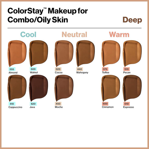 Revlon Liquid Foundation - ColorStay Face Makeup for Combination & Oily Skin, SPF 15, 380 Rich Ginger