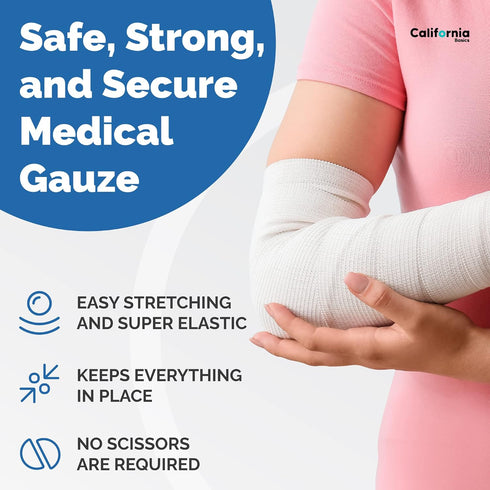 California Basics 12-Pack Gauze Bandage Roll with Tape, 2 Inches x 4 Yards, Soft & Breathable Wrap for Wound Care
