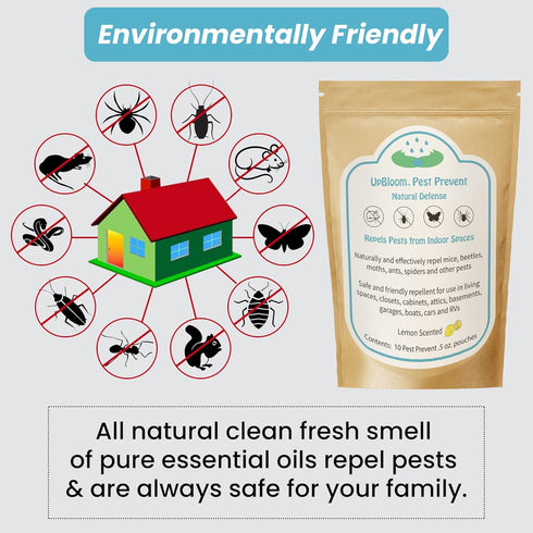 Pest Prevent Natural Defense Repellent: Indoor Spaces for Mice, Beetles, Moths, Ants, Spider, 10 Pouches, USA Made