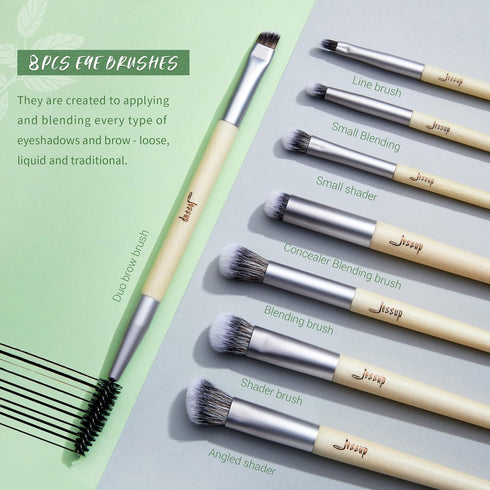 Jessup Vegan Makeup Brushes Set, 12pcs Premium Synthetic Brushes for Foundation, Highlight, Eyeshadow