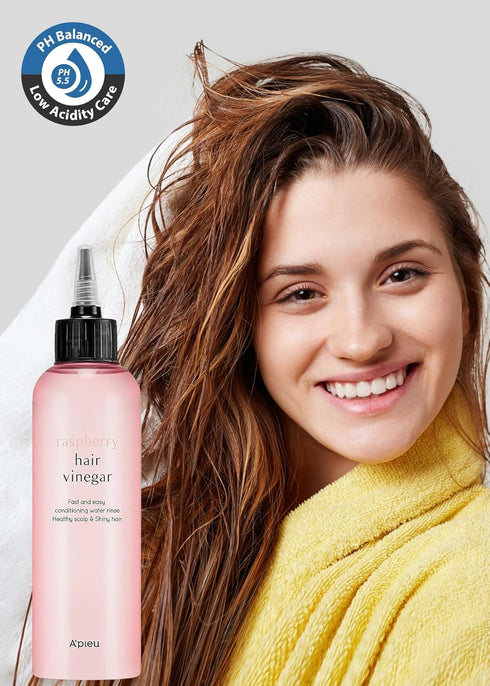 A PIEU Raspberry Hair Vinegar Rinse, 6.76 Fl oz, Scalp Treatment for Balanced pH and Shiny Hair