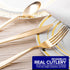 75 Pieces Heavy Duty Plastic Silverware Set, Gold Disposable Cutlery for Parties, Weddings, Catering, Includes 25