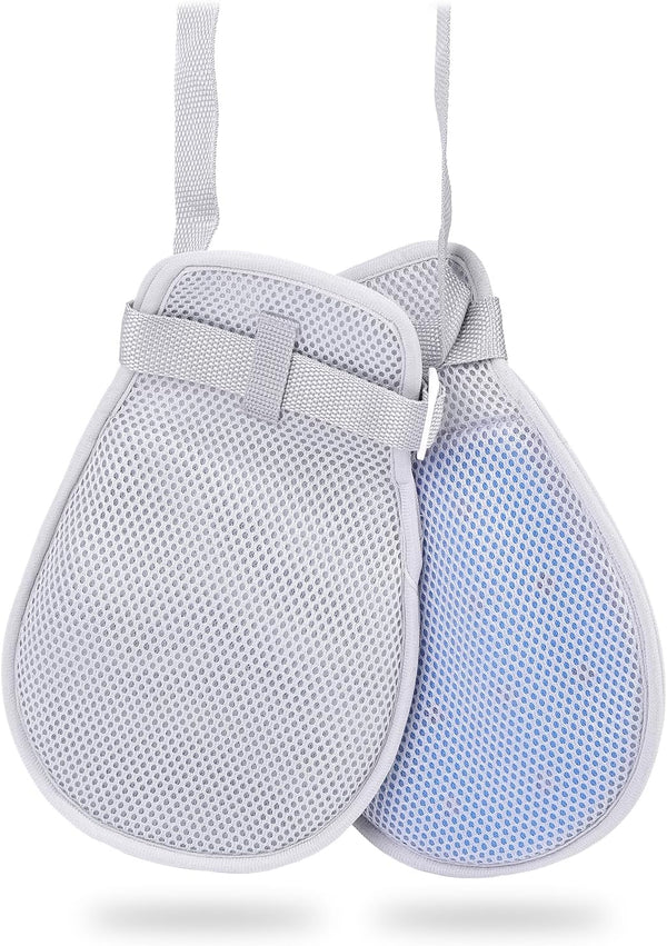 Medical Restraint Mittens with Ties, 2Pcs Restraint Gloves for Patients or Elderly, Anti Scratch Dementia Mitts, Grey