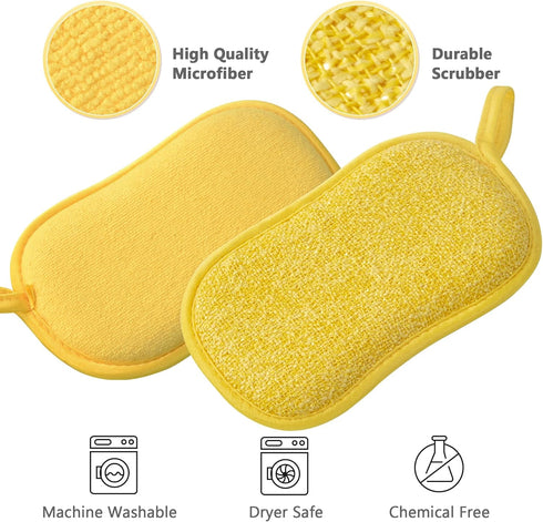 wmm Packaging (6pcs) Multipurpose Kitchen Scrub Sponges, Heavy Duty Cleaning Non-Scratch Scrub Sponge, Reusable
