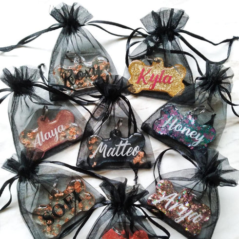 Organza Gift Bags 50 Pack, 4x6 inch Black Drawstrings for Baby Shower, Party Favors, Wedding