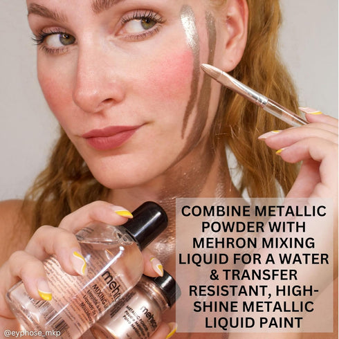 Mehron Makeup Metallic Powder, Chrome Powder Pigment for Face & Body Paint, 0.5 oz (14 g) (Silver)