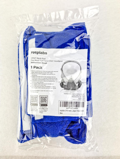 CPAP Neck Pad by resplabs - Compatible with Most CPAP Mask Headgear, includes 2 Strap Covers