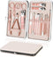 Nail Clippers for Men Women 18 In 1 Stainless Steel Nail Kit with Leather Case (Rose Gold)